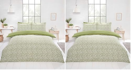 Rapport Home Pebbles Microfibre Duvet Cover Set Single-size Bedding Green with Pillowcases included (Pack of 2)