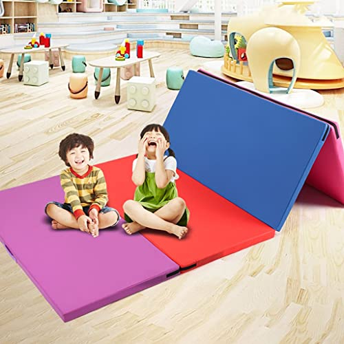 4-teilige, faltbare Gymnastikmatten, 5,1 cm dick, hochdichte Workout-Fitnessmatte, PU-Leder-Trainingsmatte, reißfest, für Stretching, Yoga, Cheerleading, Kampfsport