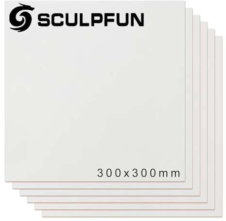sculpfunDIY 6 Stück Lasergravierte MDF-Holzplatten, Beidseitig Weiß Gefärbt, 3 mm Dicke, 300 x 300 mm für Gravur, Schnitzen, Malen und Dekorationen Geeignet für Lasergravurmaschinen