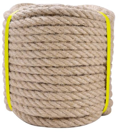 LZ.MZXU Cuerda de Yute 10mm x 20M Cuerda Yute Naturale Cuerda Cañamo Gruesa para Jardinería Artesanado Embalaje Decoración Cuerda