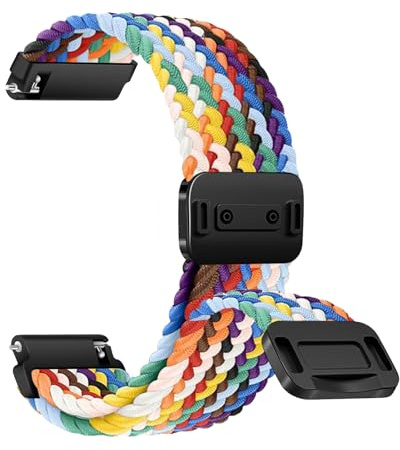 ZoRoll Nylon 20mm Armband für Garmin Vivoactive 6/5/Forerunner 165/570 42mm | Magnetischem Nylon Ersatzarmband Uhrenarmband für Amazfit Active 3 Premium/Active 2/GTS 4/3/2/GTR/Bip 3 - Regenbogen