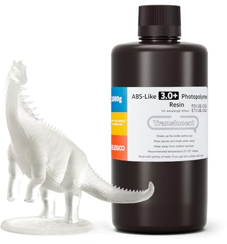 ELEGOO ABS-Like 3.0 Plus 3D Drucker Resin Transluzent 1000g, Hohe Hitzebeständigkeit 3D-Drucker Harz, Niedrigere Viskosität und Schrumpfung, 405nm LCD-UV-Aushärtung für MSLA/LCD/DLP 3D-Drucker