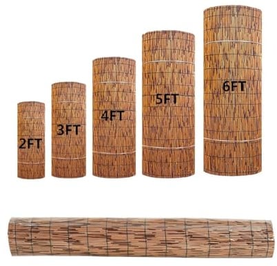 Brauner Schilfrohrmatte, Sichtschutz, 50 60 80 90 100 140 150 160cm Hoch Natürlicher Bambusmatte, Sichtschutzzaun, Robuste Gerade, Pool/Garten/Terrasse/Balkon/Hinterhof/Dach