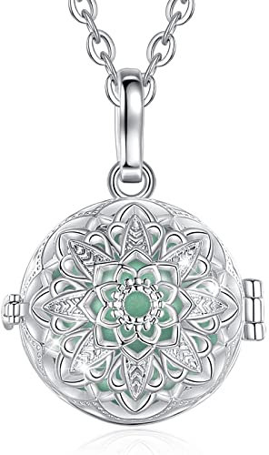 CELESTIA Fleur Pendentif Bola Grossesse Original Collier Bola de Grossesse Argent Longue Collier pour Femme Enceinte Bijoux Cadeau Future Maman