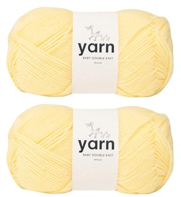 Korbond Babygarn – Gelb – 2 x 100 g Acrylwolle – leicht, hypoallergen und langlebig, Doppelstrick-Häkelgarn, Strickwolle