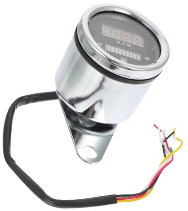 SOLUSTRE Motorradzubehör 12v Drehzahlmesser Tachometer Digitalanzeige Leichtmetallkonstruktion Silber