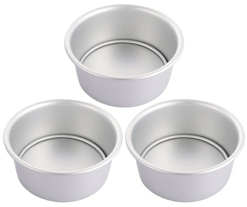 ASelected 3 PCS 6 Inch Cake Tin,Non-Stick Deep Aluminum Round Cake Deep Baking Tin with Removable Bottom Cake Baking Pan Cake Mould Tin Set with Loose Base for Wedding,Birthday,Christmas and Party