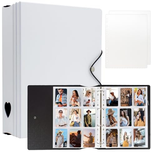 A4 Fotoalbum für Instax Mini 11 12 9 8+ 8 7+ LiPlay Film, Fotokartenbinder für Polaroid SnapTouch PIC-300 Z2300 Fotodrucker, 2x3 Fotobuch für Kpop Card (Weiß)