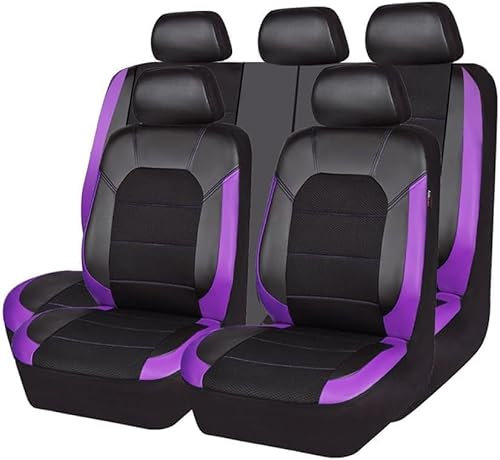 HESHS Auto Leder Sitzbezüge Sets für Nissan Micra K12 2003-2010, Bequem Atmungsaktiv Autositzbezüge Waschbarer Autositzbezüge Full Wrap Sitzbezüge Zubehör, Purple