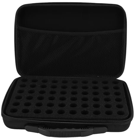 Zerodis Alcohol Ink Storage Organizer Shockproof Holds 60 Bottles for Craft Paint, Portable Model Paint Container for Artists, EVA Foam Padding Black