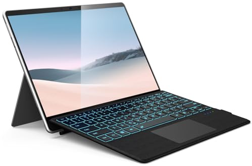 Tastiera Surface Pro, copertura di tipo wireless per Microsoft Surface Pro 7 Plus 7/6/5/4/3 12,3 pollici, tastiera magnetica portatile ultra sottile Bluetooth retroilluminata a 7 colori con trackpad
