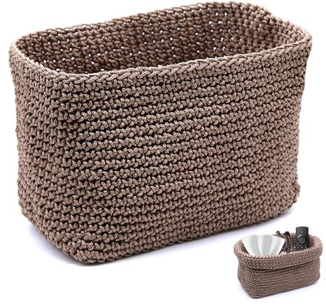 ZHIYUQL® Häkelkorb Aufbewahrung Gästehandtücher Aufbewahrungskörbe Klein Körbchen Geflochten Aufbewahrungskorb Bad Korb Handgefertigt Organizer (Braun)