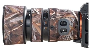 Lens Cover for Sony FE 90mm F/2.8 Macro G OSS Camouflage Camera Lens Protection Sleeve (Color #Withered Grass Camouflage - Waterproof) Rain Cover