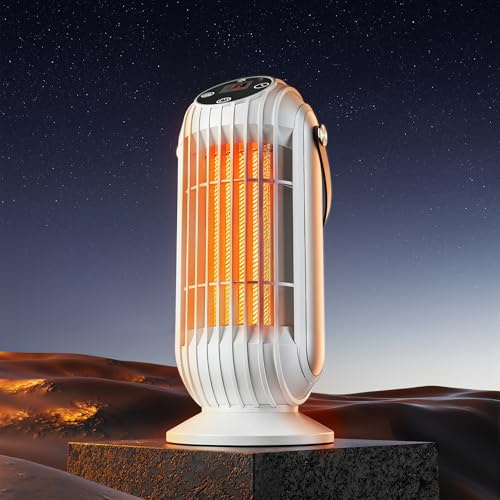 Stufetta Elettrica Basso Consumo, Stufa Bagno, Mini Termoventilatore Ceramico da 1500W, Protenzione Anti-surriscaldamento e Ribaltamento, 3 Impostazioni di Calore per Soggiorno, Stanze (White)