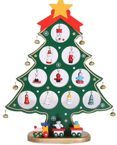 Fangxuee DIY Wooden Christmas Tree Christmas Tree Gift Holiday Mini Christmas Tree Home Decoration Flat 10 Holes Green