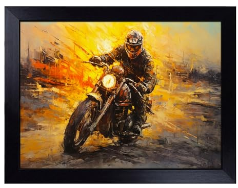 Lap Tray with Bean Bag Cushion, Motorbike Palette Knife | Handmade in the UK, Raised Wooden Edge, Padded Cushion, Heat-Resistant Wipe-Clean Surface, for Meals, Laptops and Crafts