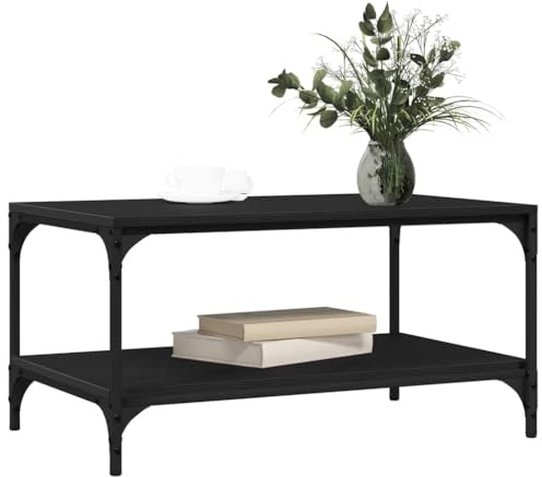vidaXL Coffee Table Black Oak 82 x 50 x 40 cm Engineered Wood, Modern Coffee Table, Minimalist Home Decor, Stylish Living Room Centerpiece, Functional Furniture for Efficient Space