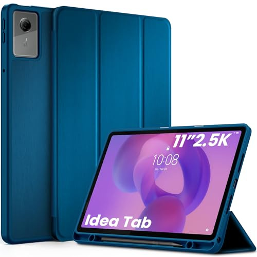 EasyAcc Hülle für Lenovo Idea Tab 11 Zoll Tablet 2025 mit Stifthalter | für Lenovo TB-336ZU TB-336FU Ultra Dünn mit Standfunktion Smart PU Leder Schutzhülle (Pfauenblau)