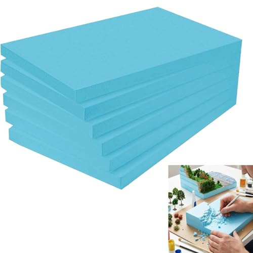 STOUCLA Hartschaumplatten Set für Modellbau & Basteln Styroporplatten, 6PACK 29X20X2CM, Ideal für Miniaturlandschaft, Malerei & DIY Projekte