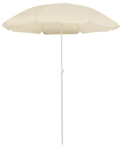 Qnhdfrt Sombrilla con mecanismo basculante, arena, 180 cm, poliéster resistente a los rayos UV, barra de acero de 200 cm de altura, balcón, jardín, playa, para pequeñas terrazas y balcones
