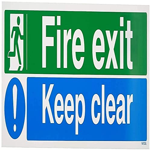 VSafety Fire Exit/Keep Clear cartello – Paesaggio – 450 mm x 150 mm – Plastica rigida da 1 mm