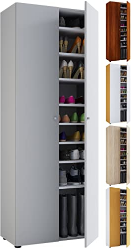 VCM Holz-Schuhschrank | Maße: B. 70 x H. 178 x T. 40 cm | Allzweckschrank | 9 Fächer - Vandol Buche