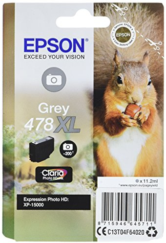 Epson Singlepack Grey 478XL Claria Photo HD Ink – Druckerpatronen (Grau, Epson, Expression Photo HD XP-15000, C13T04F64020, Tintenstrahldrucker, Grau)