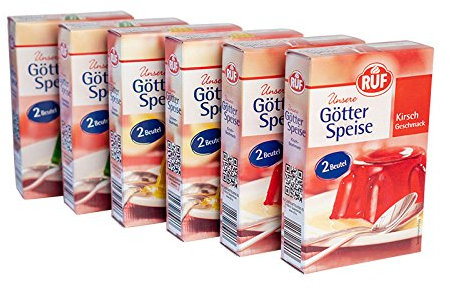 RUF Götterspeise: je 2 Packungen: Kirsch 2er Pack 2x12g, Zitrone 2er Pack 2x12g, Waldmeister 2er Pack 2x12g