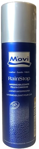Movi RAINSTOP Spray - Impermeabilizzante per pelle, camoscio, nubuck e tessuto - Neutro - 250 ml. Confezione da 3 bombole.