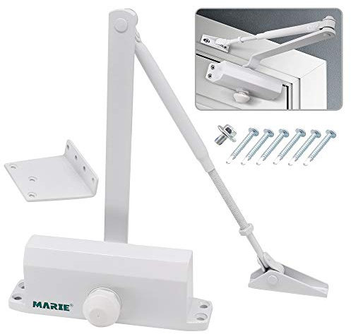 Marie Automatischer Türschließer, Größe 2, verstellbare Schließgeschwindigkeit, Türschließer für 25–45 kg leichte Türen in Wohn- und Gewerbe, mit Installationsvideo EN1154-Zertifizierung
