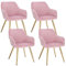 Lestarain Esszimmerstühle 4er Set, für Esszimmer Wohnzimmer Küche, Küchenstühle gepolstert mit Armlehne Metallbeinen, Sitzfläche aus Samt, Rosa