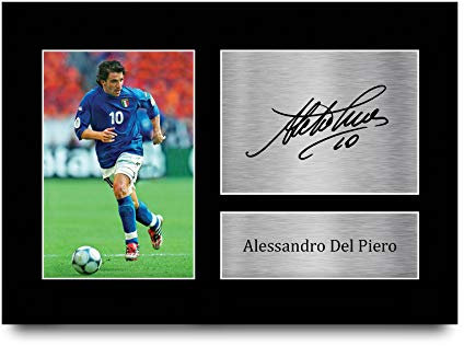 HWC Trading - Foto autografata di Alessandro Del Piero con divisa dell’Italia, formato A4, per fan e tifosi