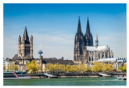 artboxONE Poster 75x50 cm Köln Städte/Köln Kölner Dom und Groß St. Martin - Bild köln Cologne Dom