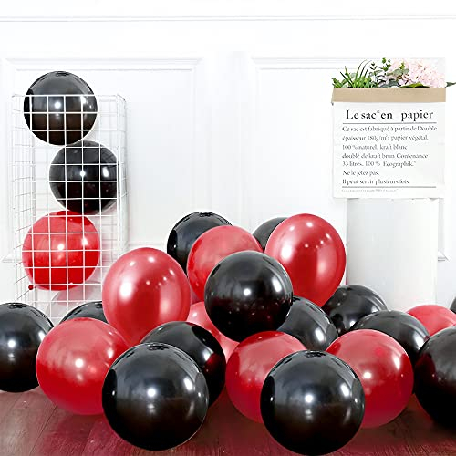 Rote und schwarze Luftballons, 20 Stück rote Latexballons schwarze Luftballons, Partyballons für Hochzeit Abschlussfeier Engagement Babyparty Geburtstagsfeier Dekorationen