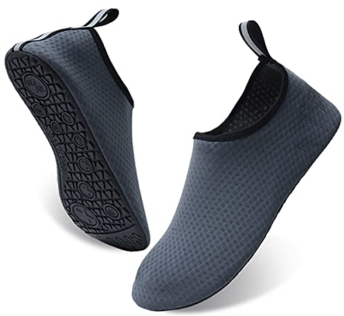 AUXDIQ Schwimmschuhe Badeschuhe Aquaschuhe Surfschuhe Wasserschuhe Strandschuhe Barfuß Schnell Trocknend für Damen Herren Grau 36/37 EU