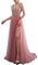 Minetom Femme Élégante Col V Robe à Paillettes sans Manches Longue Maxi Robe de Soirée Mariage Cocktail Demoiselle d'honneur C Rose M