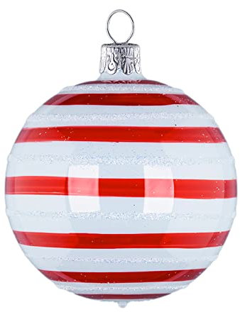 Set 6 sfere ornamentali (Ø 7cm) in vetro soffiato e decorato a mano per albero di Natale