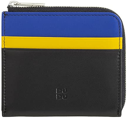DUDU Portafoglio Uomo in Pelle Con Cerniera, Portafogli Donna Piccolo Compatto, Zip Esterna, Porta Monete e Carte Tessere Schwarz