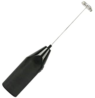 Black Electric Milk Frother Handheld Whisk Foam Maker for Coffee Battery Operated Coffee Blender Handy Stainless Steel Whisker for Coffee Lattes Cappuccino Matcha and Hot Chocolate