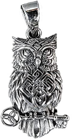 NKlaus Kettenanhänger Eule 925 Silber Oxidiert 3cm Kelten Glücksbringer Amulett 10814