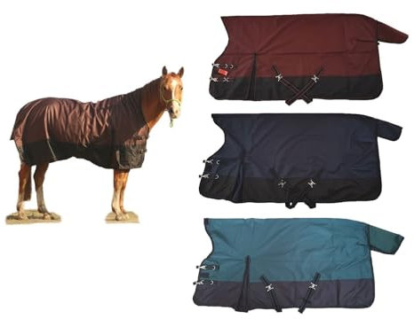 NETPROSHOP wasserdichte Regendecke High Neck 600D mit Nylon Innenfutter Gr. 125-155, Groesse:155, Farbe:Dunkelrot