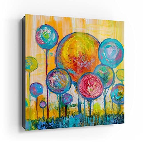 DEQORI Schlüsselkasten schwarz | 30x30 cm | Motiv Baumkronen nach Kandinsky | Glas & Metall Schlüssel-Box | Schlüsselschrank mit 50 Haken + 2 Magnete | Moderne Box magnetisch & beschreibbar
