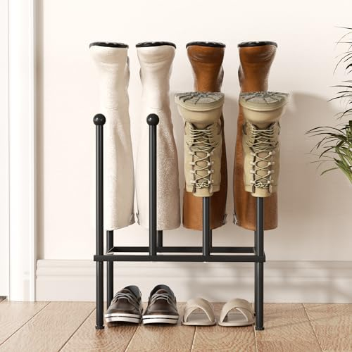 pickpiff Schuhregal Stehend Metall Schwarz - Freistehende Schuhschrank, Schuhablage für Schlafsaal, Schrank, Eingangsbereich, Schlafzimmer, Terrasse, Outdoor, Flur, Schuhregal-Organizer für 4 Paar