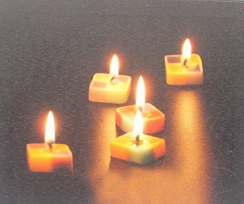 LED Leinwandbild 5er Kerzen 30x30 cm, Kunstdruck Beleuchtet, Wandbild, batteriebetrieben, Deko Bild, Wanddeko, Wandbild mit Beleuchtung, LED Bilder