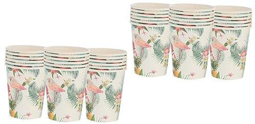 Lurrose 36pièces Gobelets Papier Flamant Vaisselle Éphémère Pour Fêtes Hawaïennes Et Événements