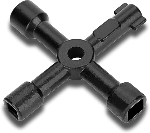 QBL® 4-Way Multi-Functional Utilities Zinc Alloy Key Radiator Key Bleed Triangle/Square Universal Cross Triangle Key for Train Elevator Cabinet Valve Opening, H330