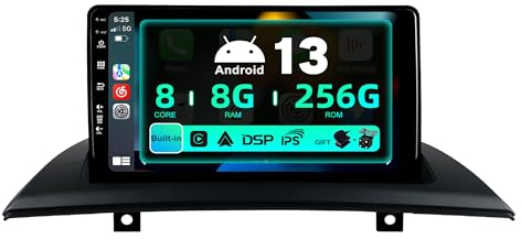 SXAUTO ¦ 8G+256G ¦ Android 14 IPS Autoradio für BMW X3 E83 (2004-2012) - Eingebaut Carplay/Android Auto/DSP - LED Kamera + MIC - DAB Lenkradsteuerung Fast-Boot 360-CAM WiFi Bluetooth - 2 Din 9 Zoll