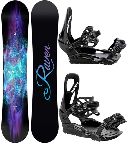 RAVEN Snowboard Set: Snowboard Aura + Bindung s230 Black (140cm + s230 Black S/M)