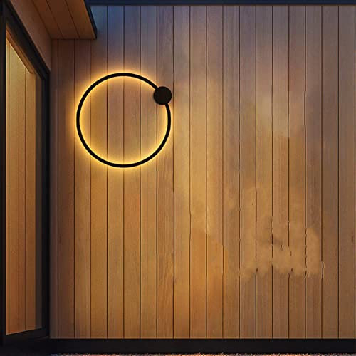 SIbeg Lampada da Parete Circolare - Grandi luci da Parete ad Anello a LED, Applique da Parete Rotonda per Esterni, Luce Calda Impermeabile IP54 3000K, Decorazione murale Decorativa,60cm