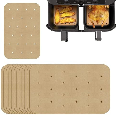 100PCS Air Fryer Paper Liners - Disposable Air Fryer Parchment Paper for Ninja Foodi Dual, Nonstick Perforated Parchment Baking Paper Compatible with Ninja DZ201, DZ401